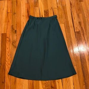 Jcrew emerald green satin midi skirt